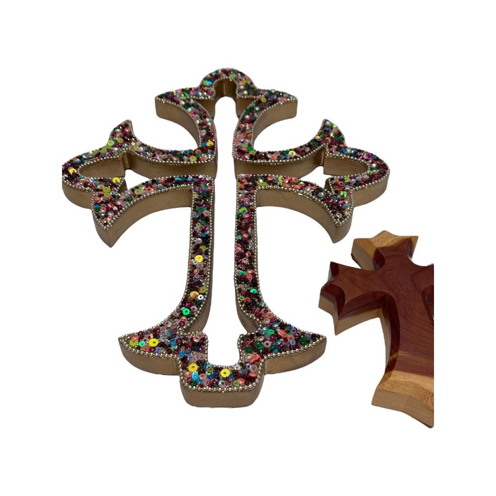 Hand Made Wooden Cross Set Big Small Crosses Religious Home Decor Wall Art
